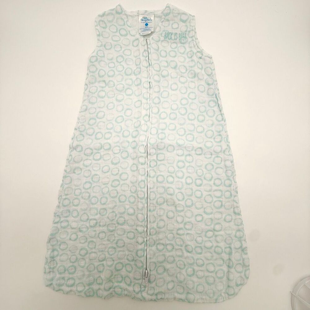 Halo Sleepsack Muslin Teal on White Circles 0-6 Months 12-18 Pounds